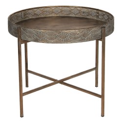 Clayre & Eef Bijzettafel  Ø 60x50 cm Koperkleurig Ijzer Rond