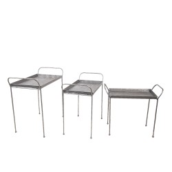Clayre & Eef Beistelltisch 3er Set Grau Eisen Rechteck