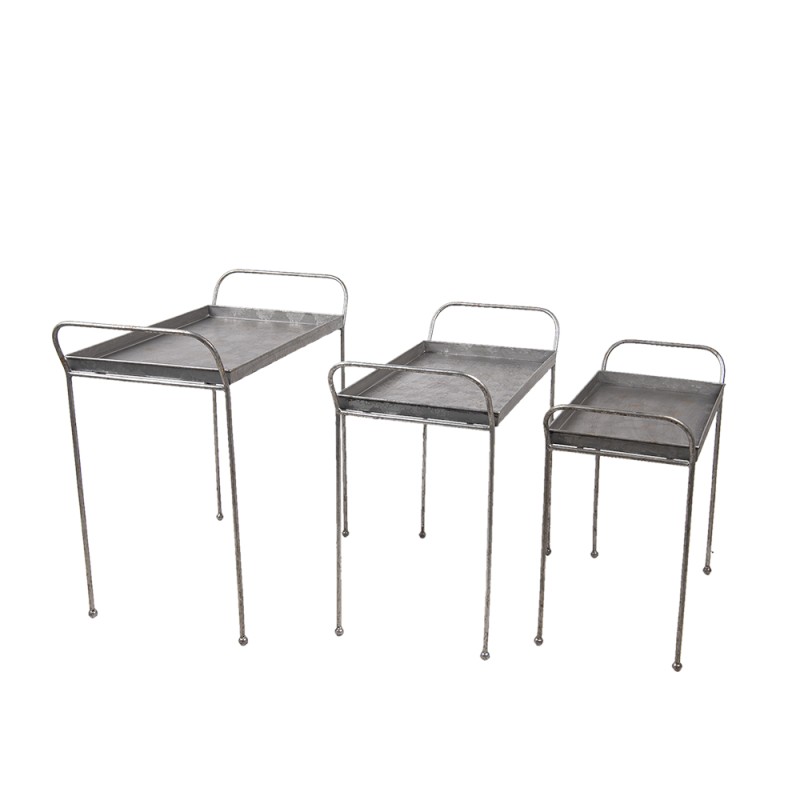 Clayre & Eef Tavolino set di 3 Grigio Ferro Rettangolo