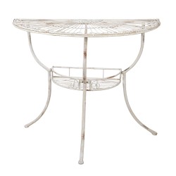 Clayre & Eef Sidetable  90x48x76 cm Wit Ijzer Halfrond