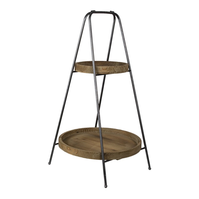 Clayre & Eef 2-stöckige Etagere Ø 49x74 cm Braun Eisen Rund