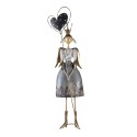 Clayre & Eef Statuetta Ragazza 87 cm Grigio Bianco Metallo