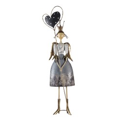 Clayre & Eef Figur Mädchen 87 cm Grau Weiß Metall