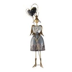 Clayre & Eef Figur Mädchen 87 cm Grau Weiß Metall