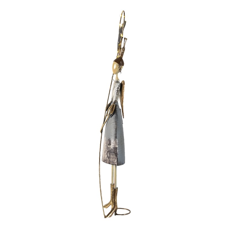Clayre & Eef Figurine Fille 87 cm Gris Blanc Métal