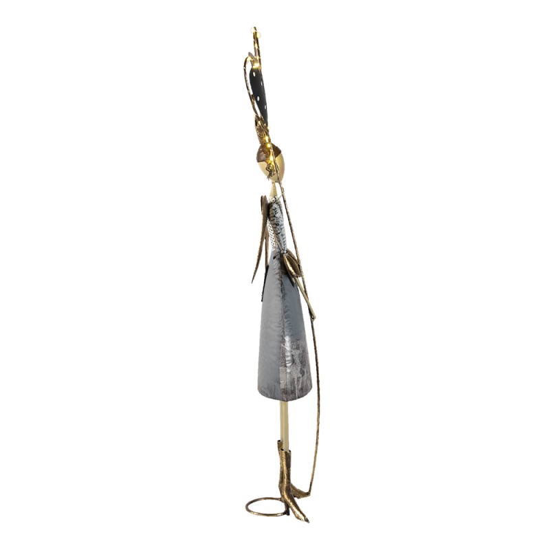 Clayre & Eef Statuetta Ragazza 87 cm Grigio Bianco Metallo
