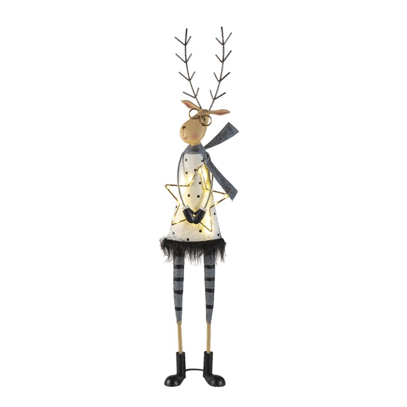 Clayre & Eef Figur Hirsch 95 cm Grau Eisen