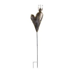 Clayre & Eef Garden Stake Heart 20x7x115 cm Gold colored Iron Heart-Shaped Crown