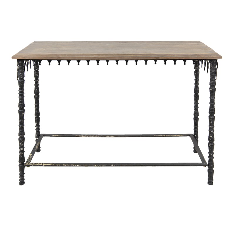 Clayre & Eef Beistelltisch 121x45x81 cm Schwarz Braun Eisen Holz Rechteck