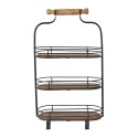 Clayre & Eef 3-stöckige Etagere 51 cm Schwarz Braun Eisen Holz Oval