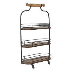 Clayre & Eef Étagère 3 étages 51 cm Noir Marron Fer Bois Ovale