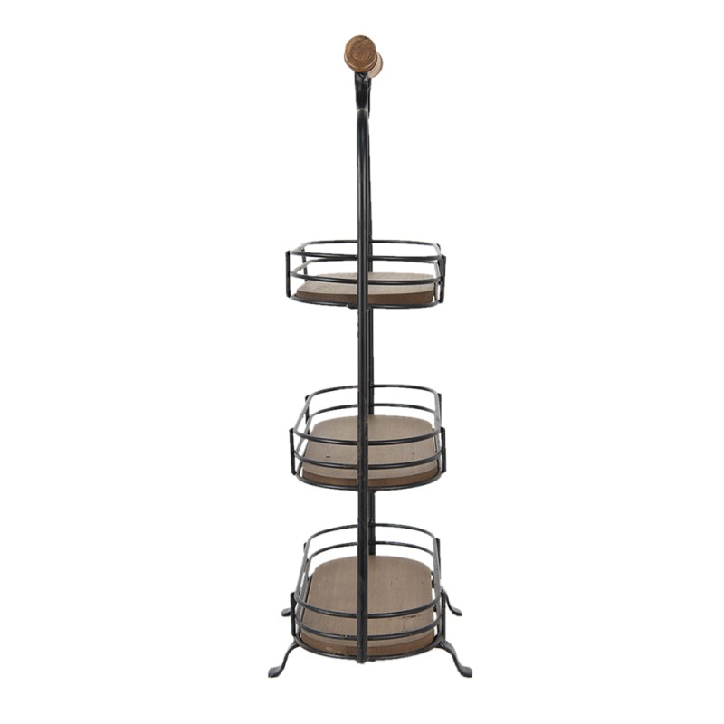 Clayre & Eef 3-stöckige Etagere 51 cm Schwarz Braun Eisen Holz Oval