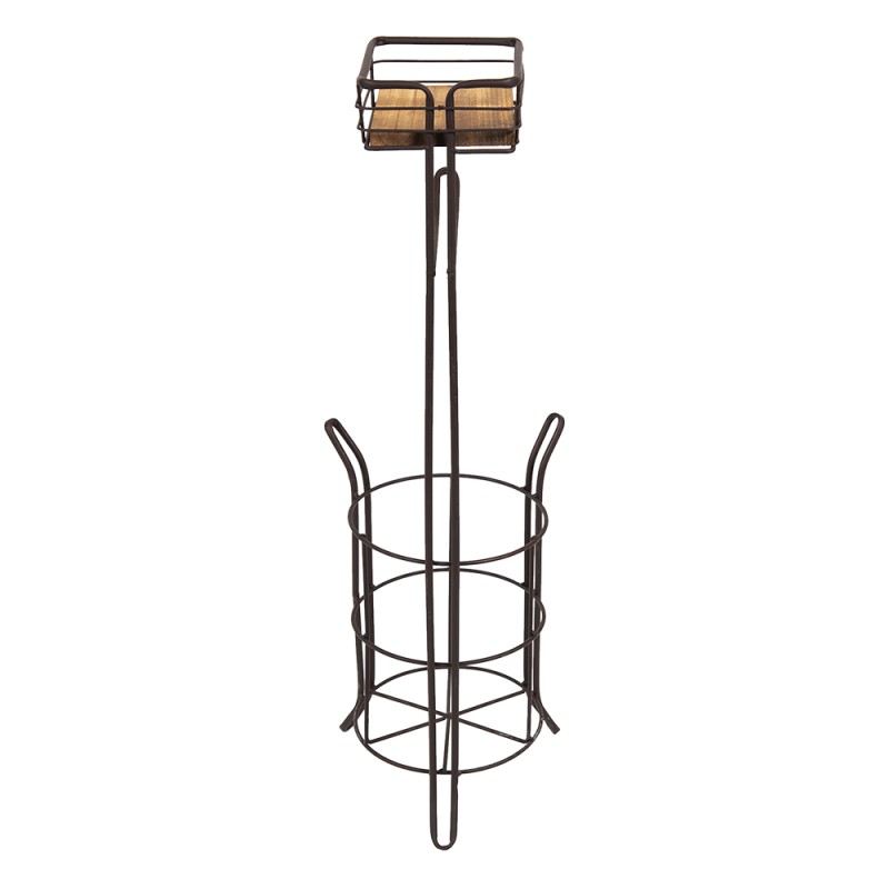 Clayre & Eef WC-Rollenhalter 23x21x70 cm Braun Eisen Holz