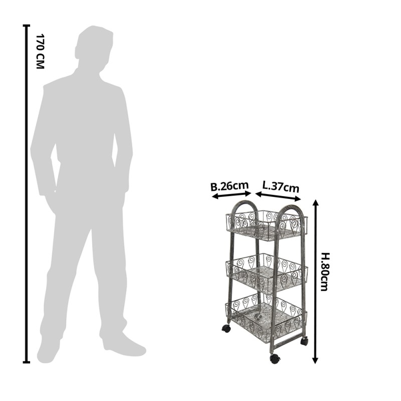 Clayre & Eef Storage Rack 37x26x80 cm Grey Iron