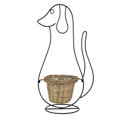 Clayre & Eef Bloempot Hond 35x22x67 cm Zwart Ijzer