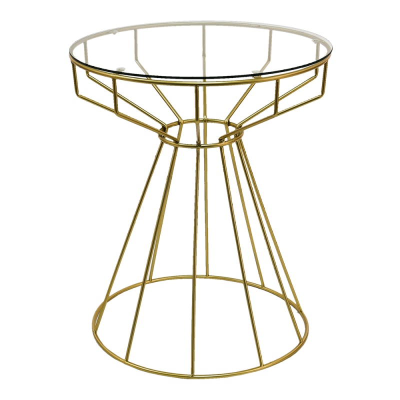 Clayre & Eef Side Table Ø 50x60 cm Gold colored Metal Glass