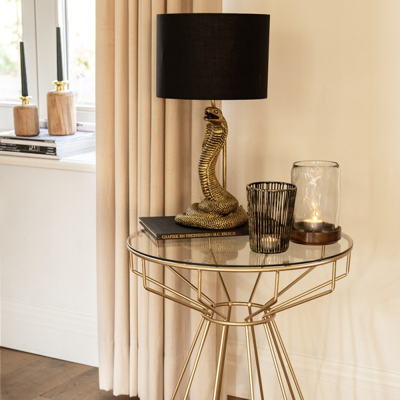 Clayre & Eef Side Table Ø 50x60 cm Gold colored Metal Glass