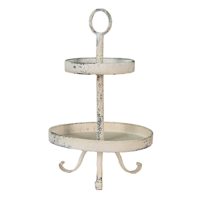 Clayre & Eef 2-Tiered Stand Ø 30x50 cm Beige Metal