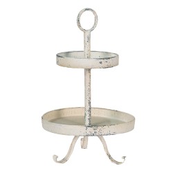 Clayre & Eef Porta pasticceria a 2 piani Ø 30x50 cm Beige Metallo