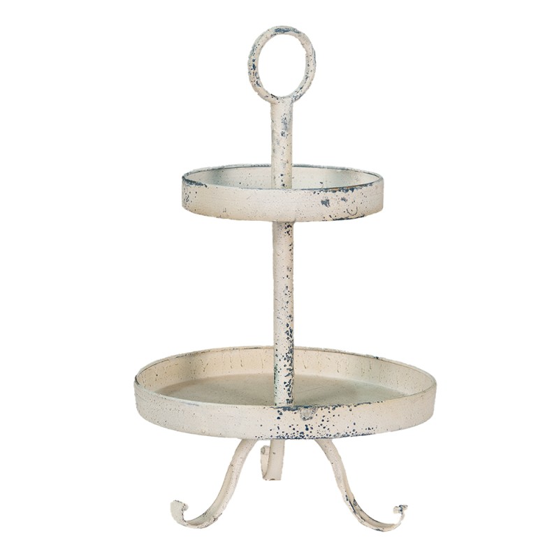 Clayre & Eef 2-Tiered Stand Ø 30x50 cm Beige Metal