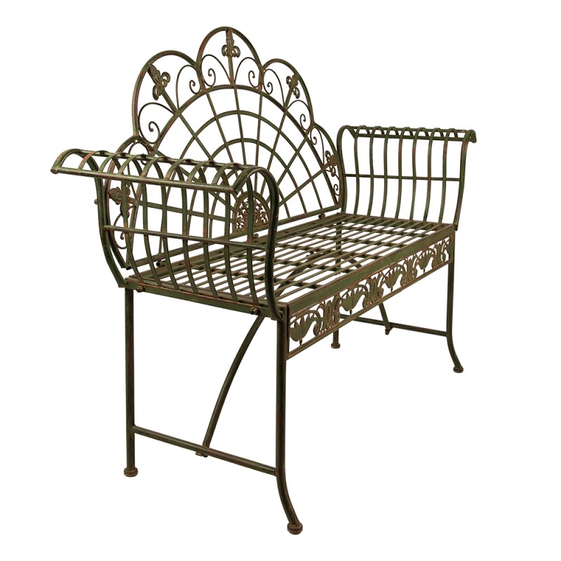 Clayre & Eef Garden Bench 145x45x100 cm Green Iron