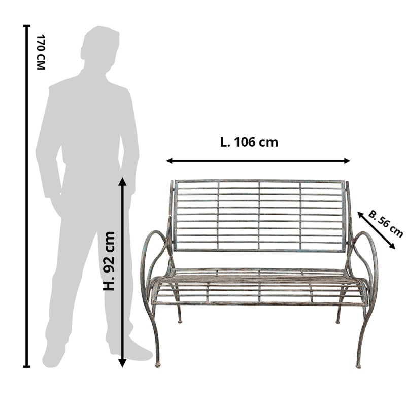 Clayre & Eef Tuinbank  106x56x92 cm Grijs Ijzer