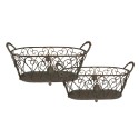 Clayre & Eef Opbergmand Set van 2  60x30x26 / 49x23x22 cm Groen Bruin Ijzer