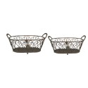 Clayre & Eef Opbergmand Set van 2  60x30x26 / 49x23x22 cm Groen Bruin Ijzer