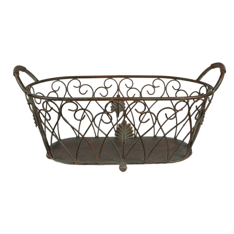 Clayre & Eef Opbergmand Set van 2  60x30x26 / 49x23x22 cm Groen Bruin Ijzer