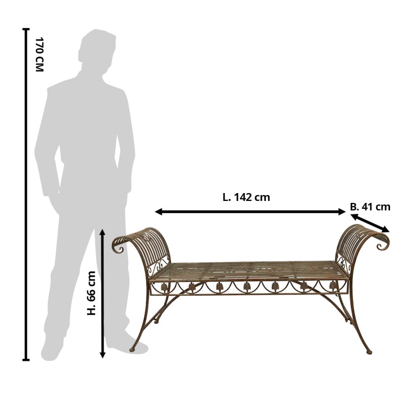 Clayre & Eef Panca da giardino 142x41x66 cm Verde Ferro