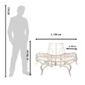 Clayre & Eef Panca da giardino 139x49x78 cm Bianco Ferro