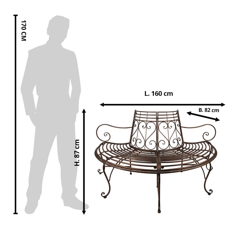 Clayre & Eef Panca da giardino 160x82x87 cm Marrone Nero  Ferro