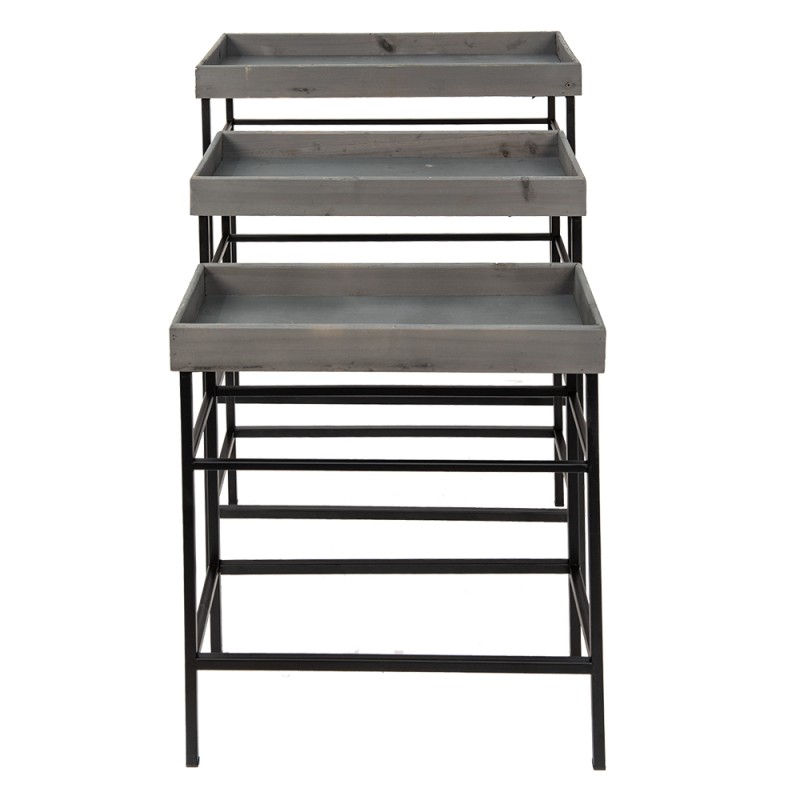Clayre & Eef Supporto per piante set di 3 Grigio Ferro