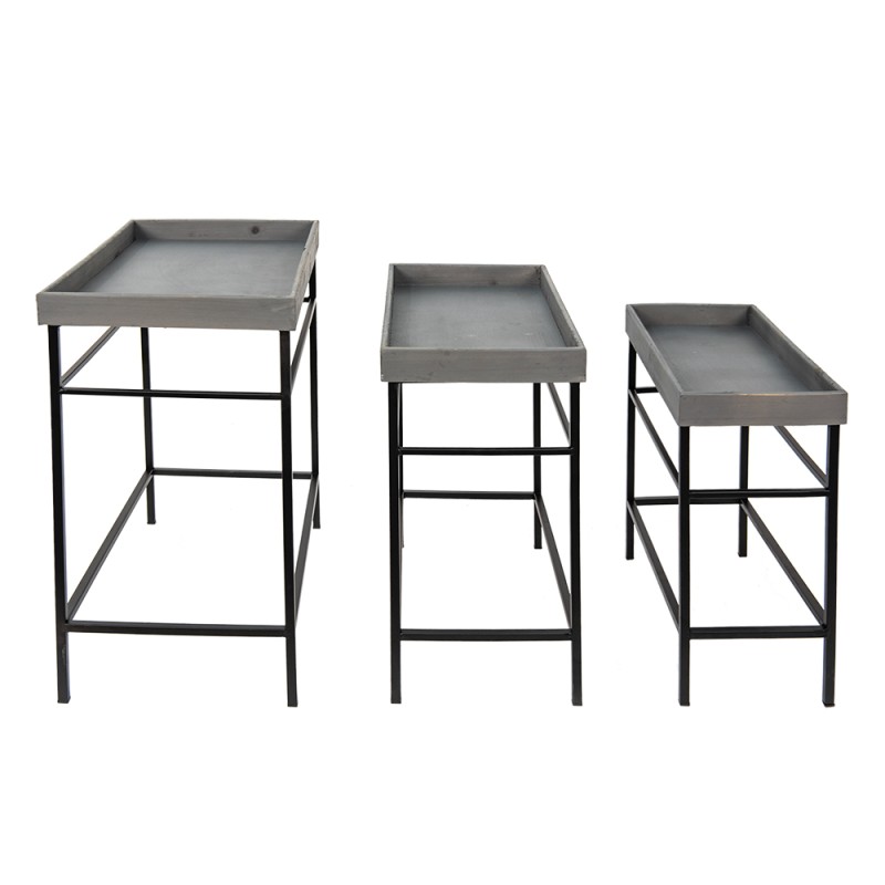 Clayre & Eef Supporto per piante set di 3 Grigio Ferro