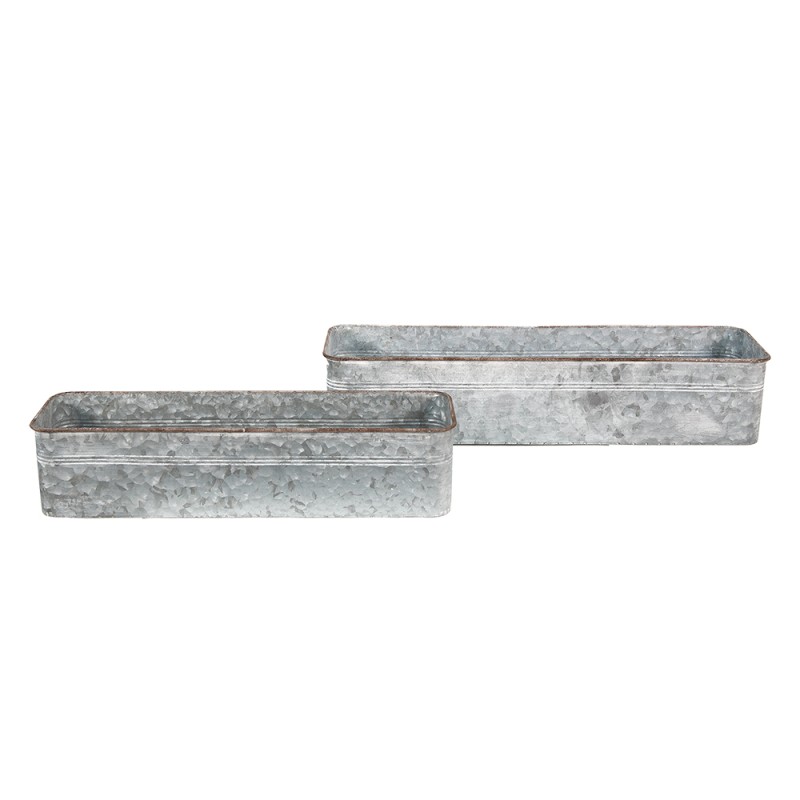 Clayre & Eef Pflanzkübel 2er Set Grau Metall