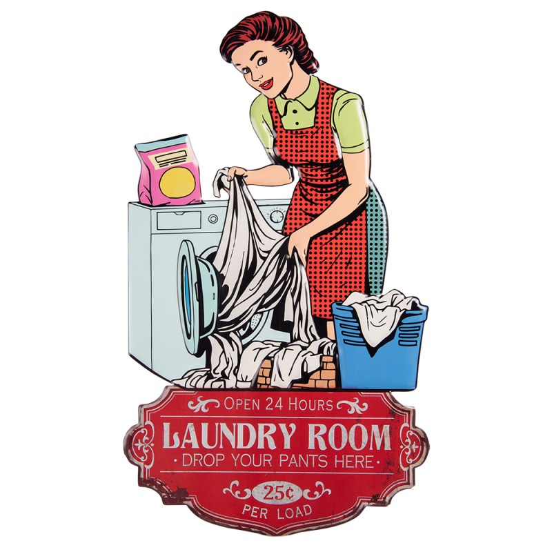 Clayre & Eef Wanddecoratie  40x70 cm Rood Groen Ijzer Laundry Room