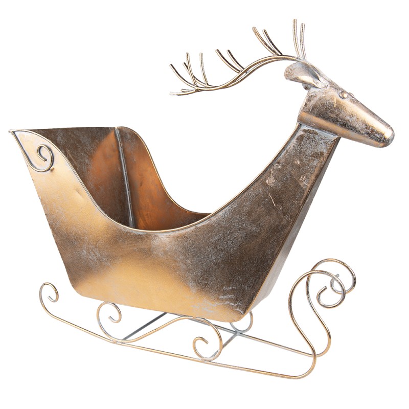 Clayre & Eef Figurine Luge 54 cm Couleur cuivre Métal Rennes