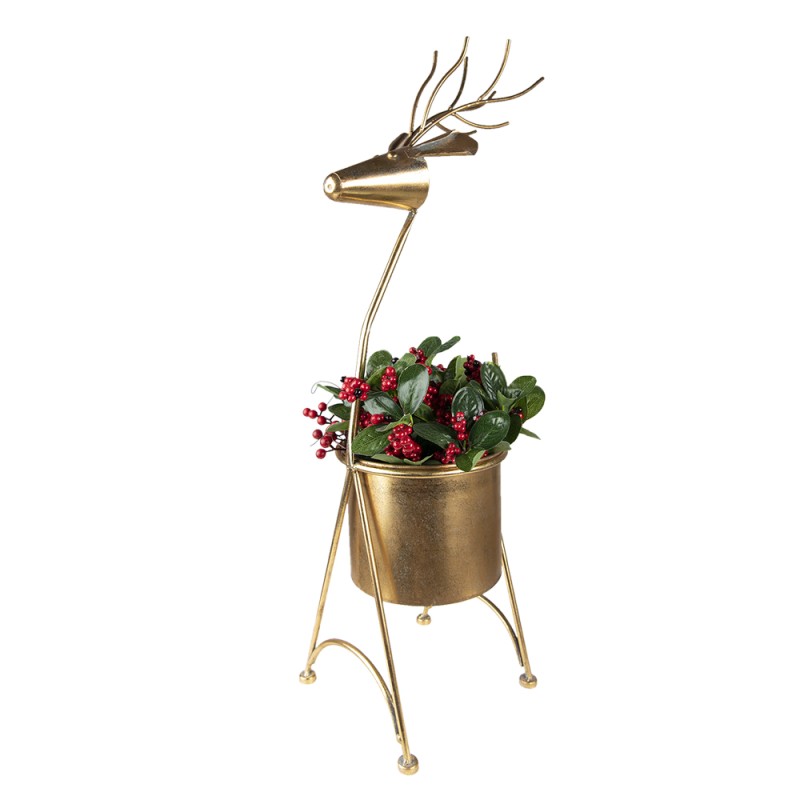 Clayre & Eef Blumentopf Ø 22x78 cm Goldfarbig Metall Rentier