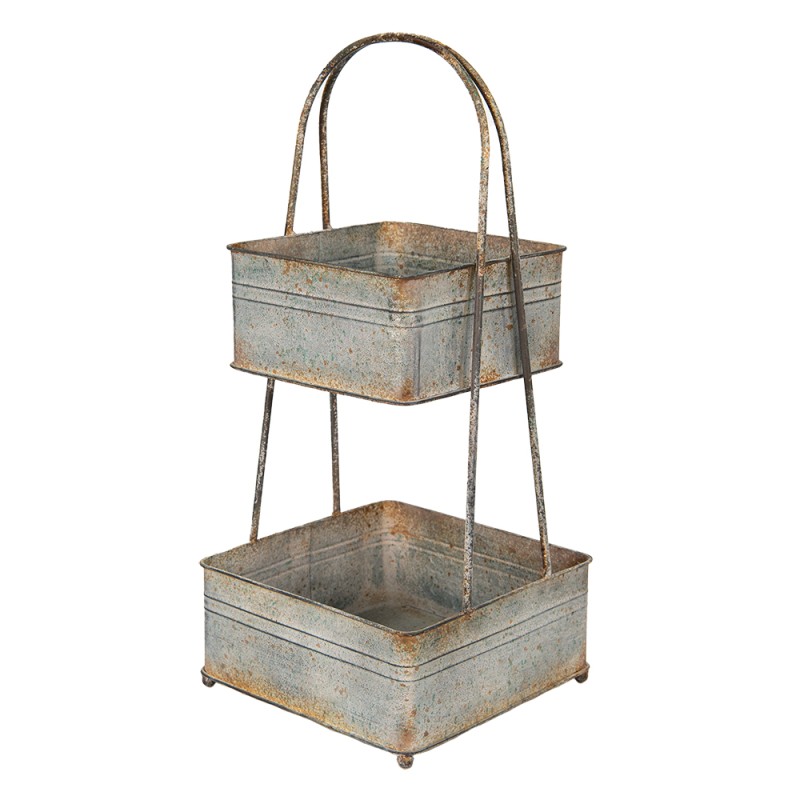 Clayre & Eef Porta pasticceria a 2 piani 29x29x66 cm Grigio Metallo