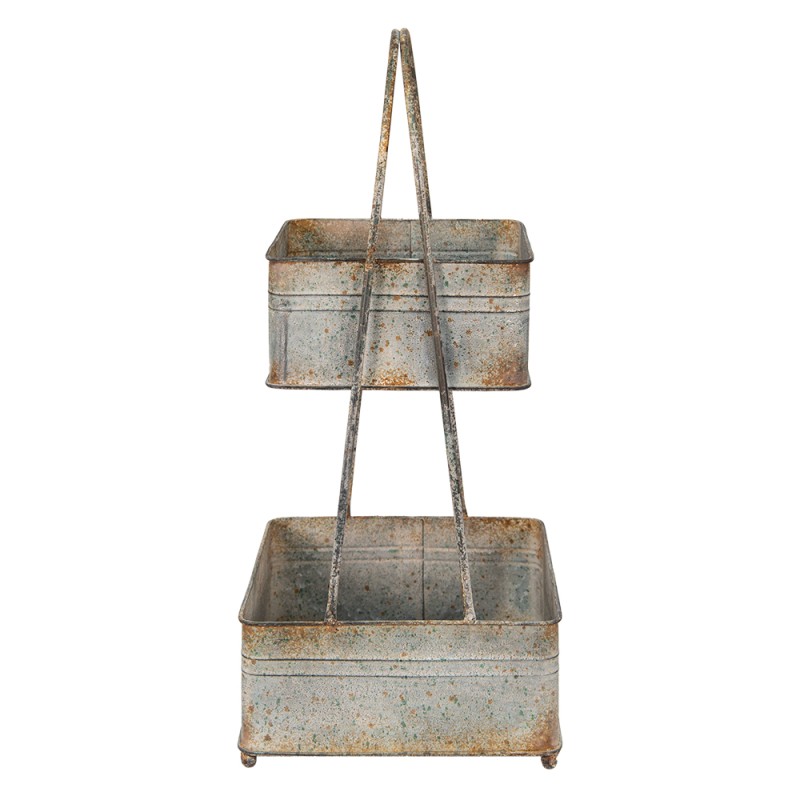 Clayre & Eef Porta pasticceria a 2 piani 29x29x66 cm Grigio Metallo