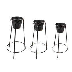 Clayre & Eef Fioriera set di 3 Nero Ferro