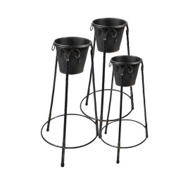 Clayre & Eef Fioriera set di 3 Nero Ferro