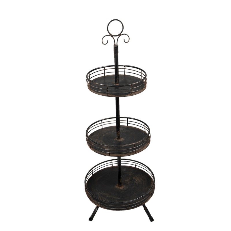 Clayre & Eef Etagère 3 laags  95 cm Zwart Ijzer Rond