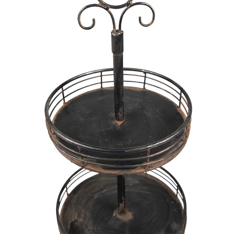 Clayre & Eef Etagère 3 laags  95 cm Zwart Ijzer Rond