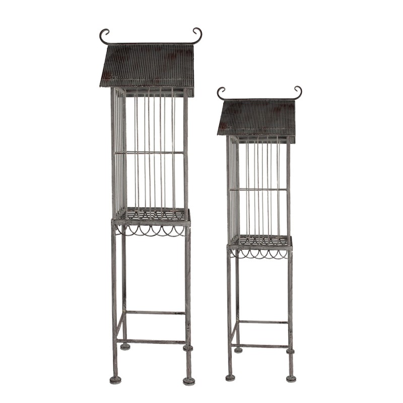 Clayre & Eef Decorazione gabbia set di 2 Grigio Metallo