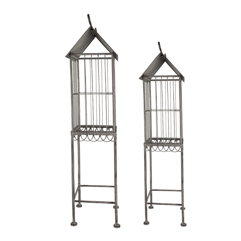 Clayre & Eef Decorazione gabbia set di 2 Grigio Metallo