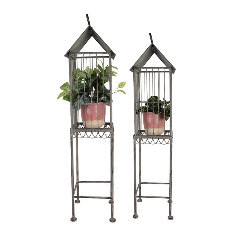Clayre & Eef Decorazione gabbia set di 2 Grigio Metallo