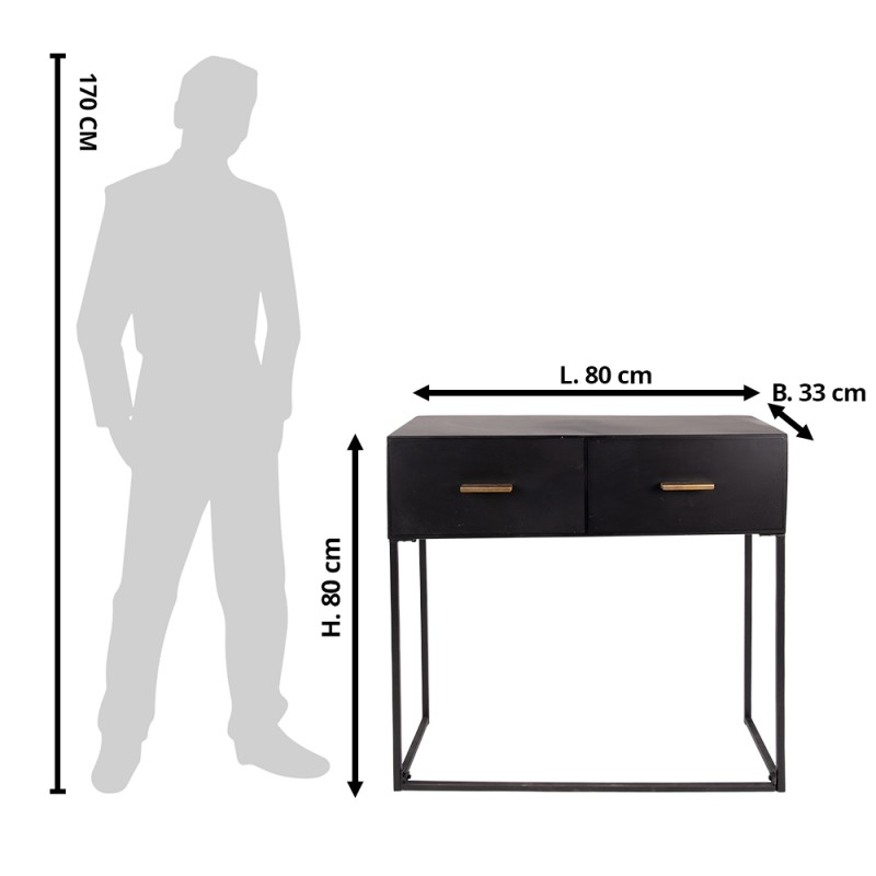 Clayre & Eef Side Table 80x33x80 cm Black Iron Rectangle