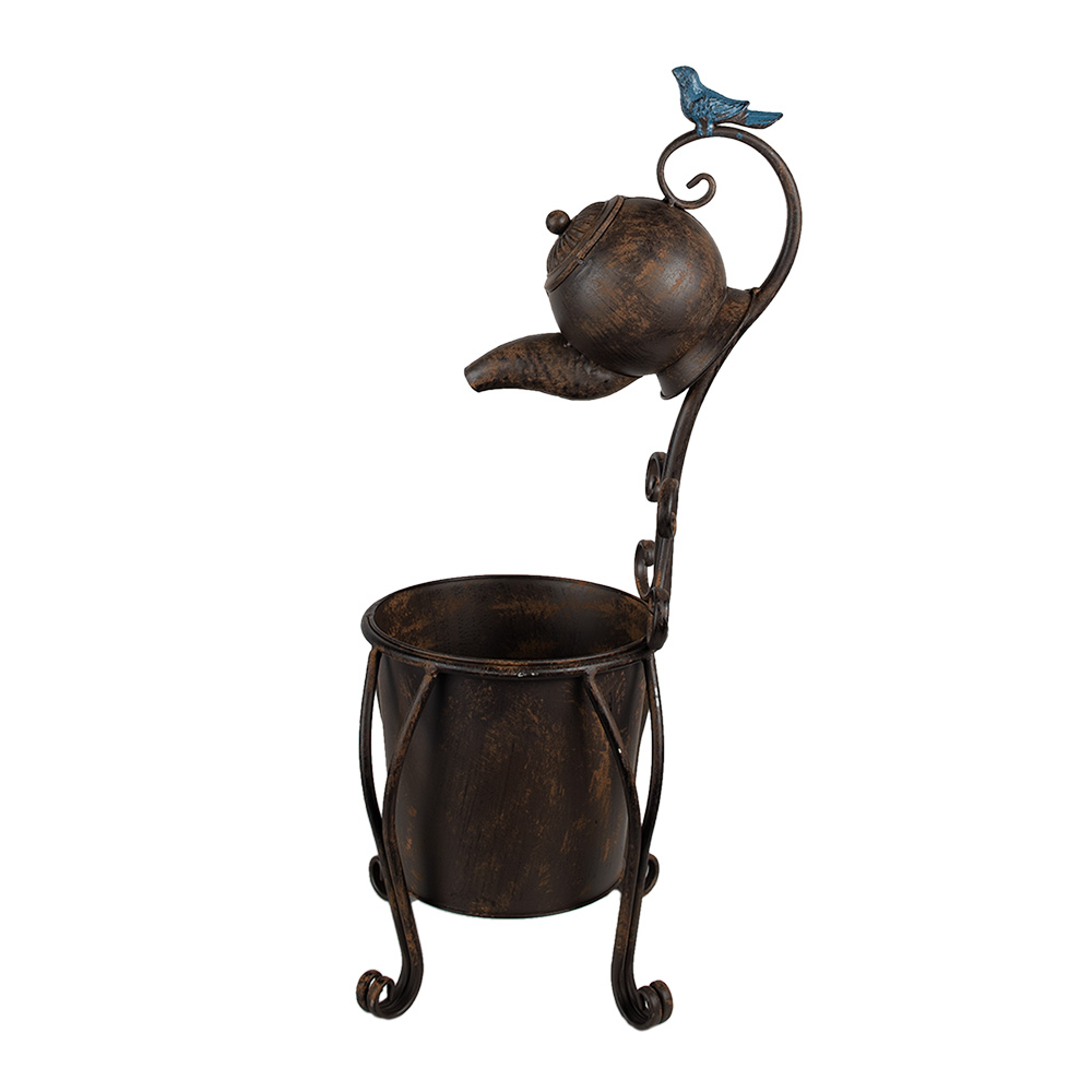 Clayre&Eef Planthouder Theepot 24x30x62 cm Bruin IJzer afbeelding