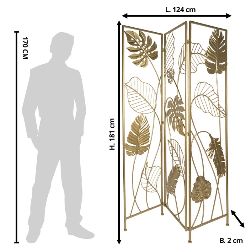 Clayre & Eef Room Divider 124x2x181 cm Gold colored Iron Leaves
